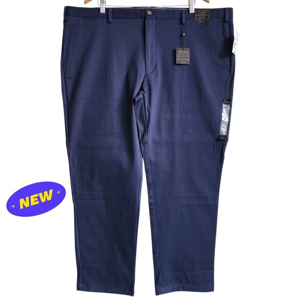 46x30 Blue Chinos Jos A Bank Cotton Reserve Pants New Flat Front Nwt Navy Khakis - Picture 1 of 17